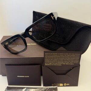 Tom Ford Black Sunglasses with Gold T Accent